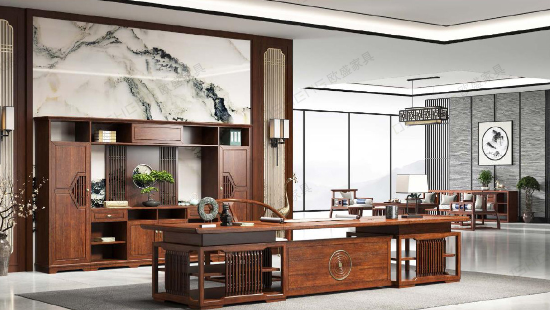 中式總經(jīng)理辦公室效果圖