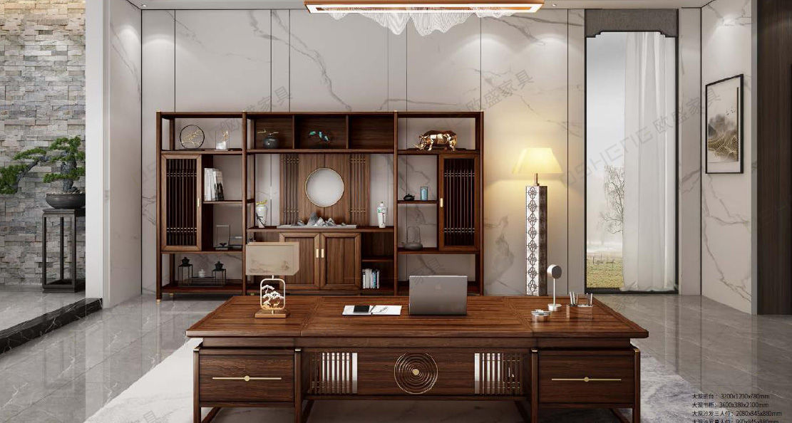 中式總經(jīng)理辦公室效果圖